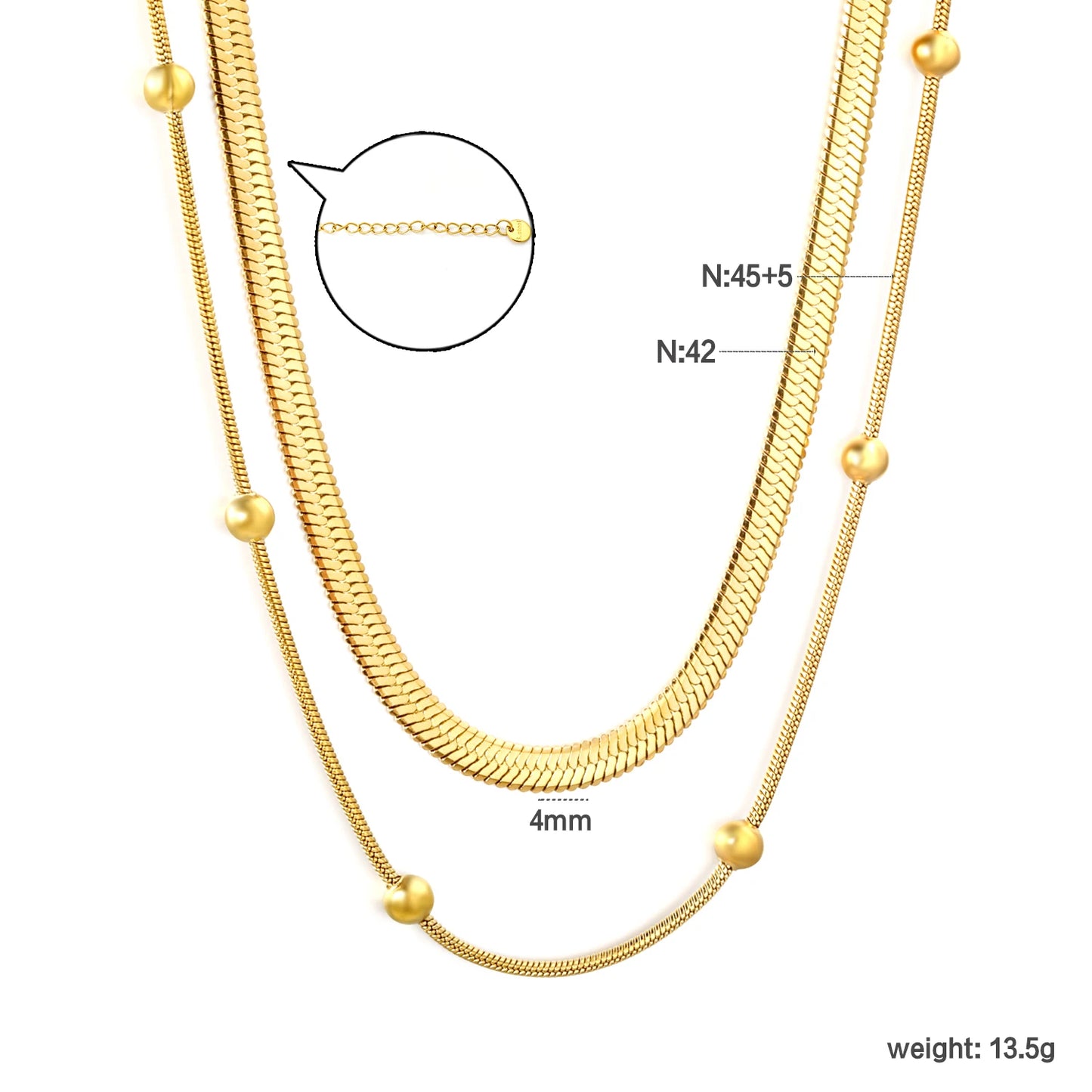 Fashion Trend Collarbone Necklace Double-Layer Chain Jewelry Stainless Steel Gold-Plated Elegant Waterproof Accessory for Women