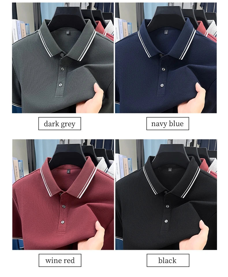 100% pure cotton summer men' luxury brand polo shirt temperament golf short style business casual high-quality T-shirt short top