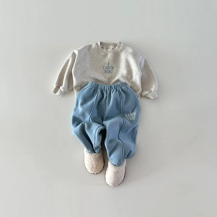 2025 Winter New Children Plus Velvet Thick Sweatshirt + Sweat Pants 2pcs Suit Boys Girls Fleece Warm Clothes Set Kids Outfits