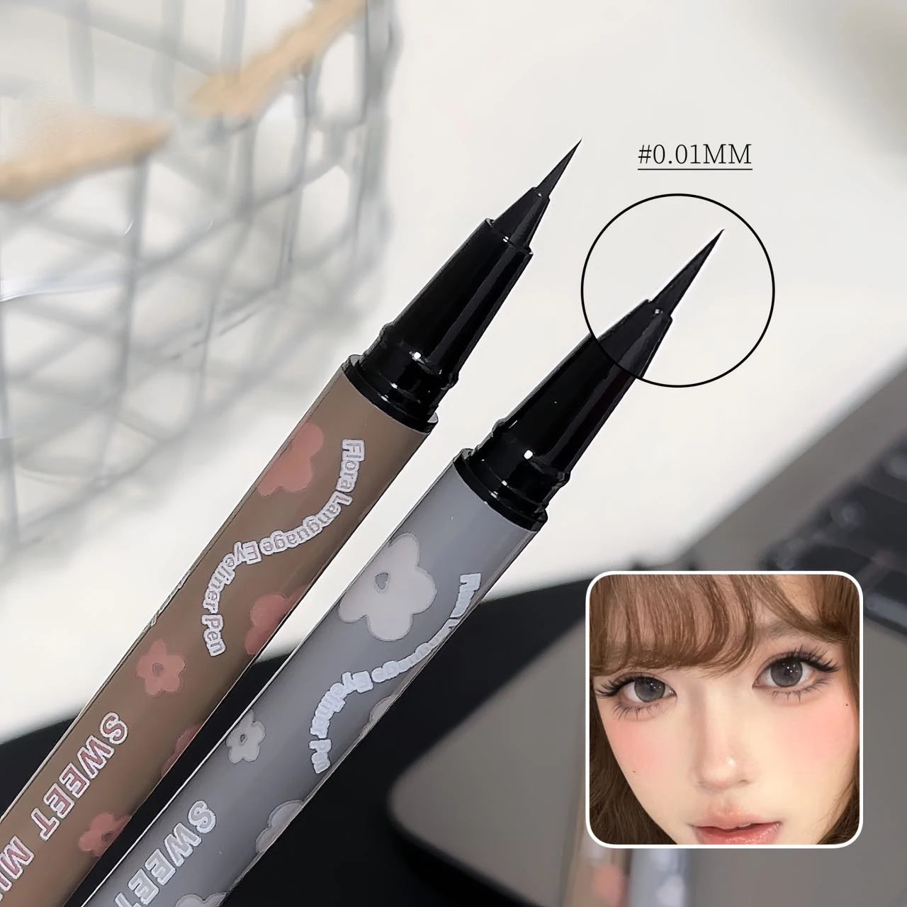 SWEETMINT Eyeliner Pen Quick Dry Liquid Eye Liner Easy To Draw Ultra-fine Lying Silkworm Pencil Black Brown Lower Eyelash Makeup
