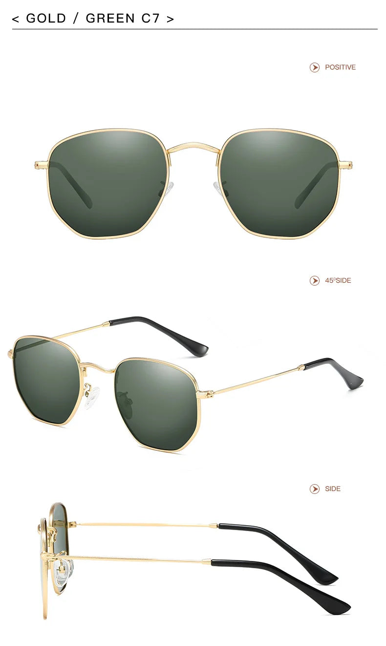 Hexagon Polarized  Sunglasses 2024 Men Women Square Polygon Sun Glasses Luxury Brand Design Retro Frame Eyewear de sol hombre