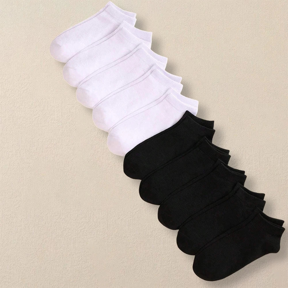 5/10 Pairs Men's  Boat Socks Business Sport Sweat Absorption Mature Summer Autumn Solid Color Non Pilling Versatile Ankle Socks
