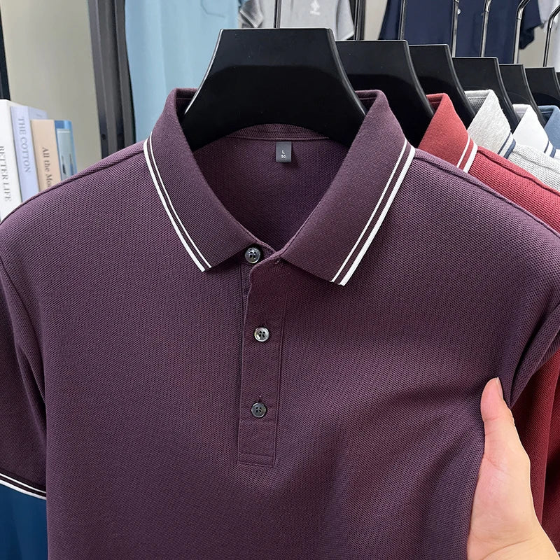 100% pure cotton men's polo shirt summer new fashion casual short sleeve comfortable luxury new simple solid color lapel T-shirt