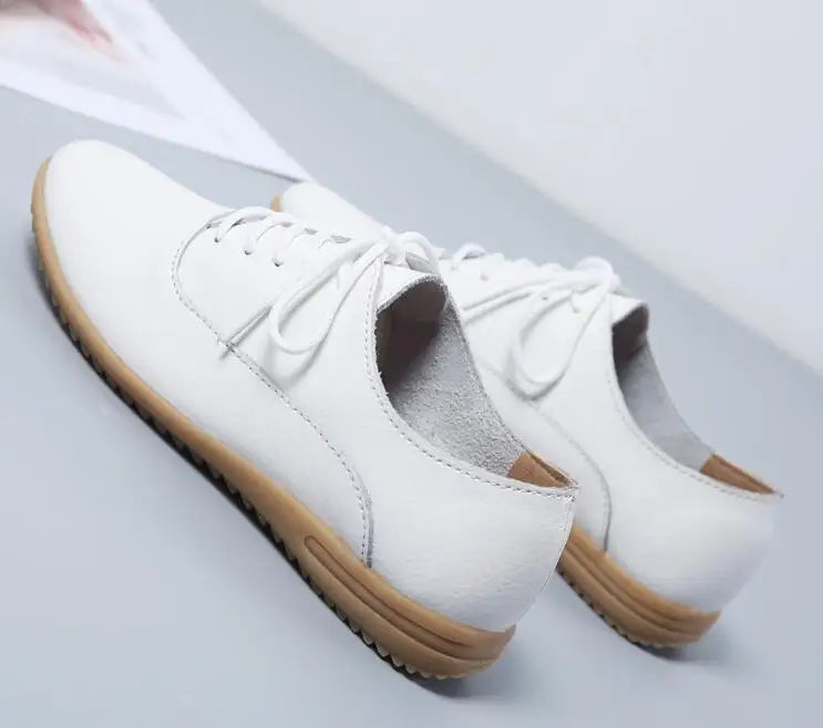Genuine Leather 2024 Summer Loafers Women Casual Shoes Moccasins Soft Pointed Toe Ladies Footwear Women Flats Shoes White