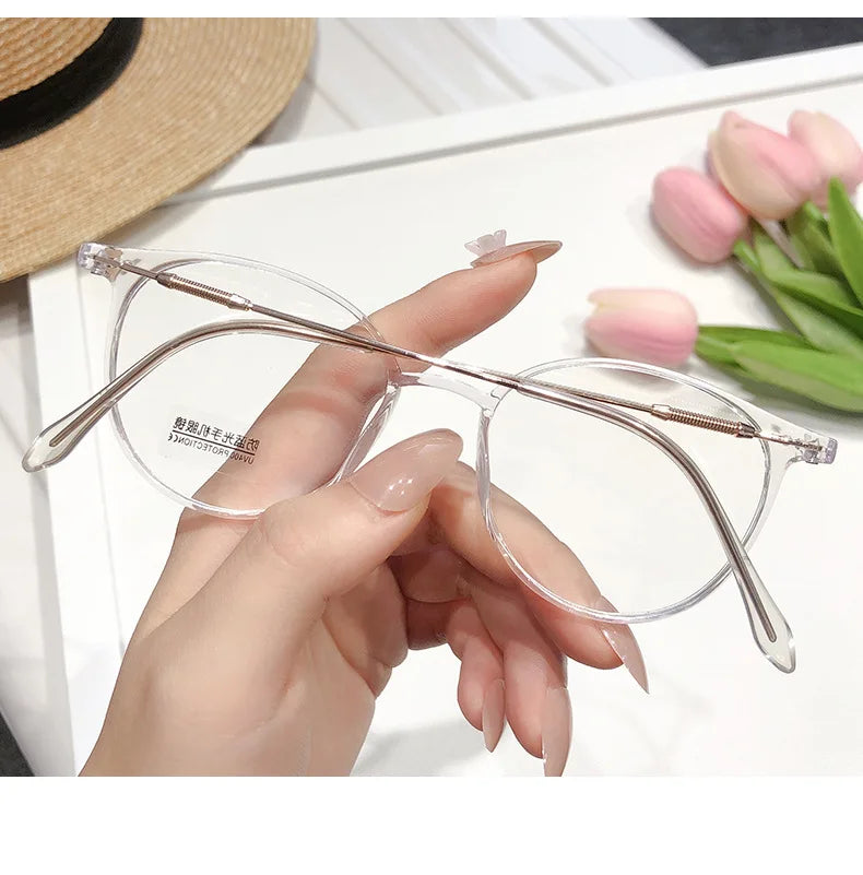New TR90 Myopia Frames for Men and Women Retro Oval Spring Leg Optical Frames Fashion Hot Sale Glasses Frames Wholesale