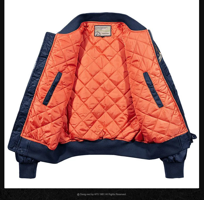 Men's winter jacket 2025 model  Thick and warm coat Men's flight jacket  Thick and warm padded coat - With a stand-up collar
