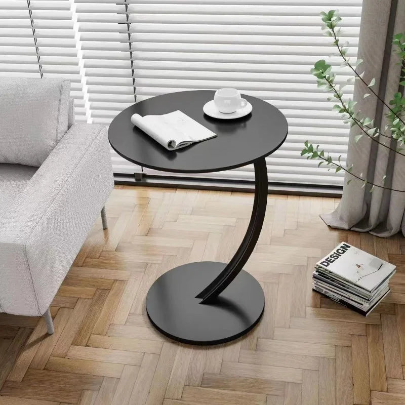 Space Saving Round End Table, Movable Small Accent Table with Drawer for Living Room, Bedroom,  Easy  Roll  Nightstand