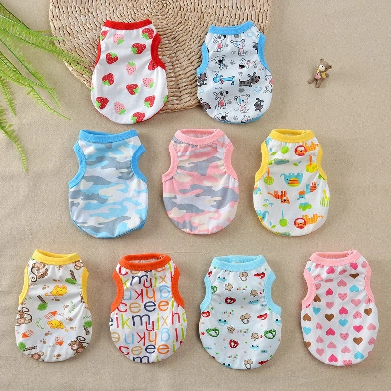 Pet Puppy T Shirt Vest Pet Clothes Spring and Summer New Style Travel Printed Short Sleeve Tshirt Clothes Small Medium Dogs