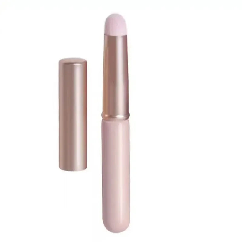 Round Head Lip Brush with Cap Lip Stain Brush Mini Portable Traveling Lipstick Brush Short Handle Professional Concealer Tools