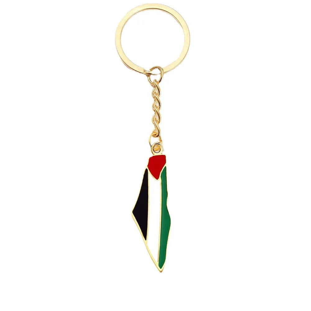 Palestine Map Flag Keychain Pendant For World Peace Decorative Metal Pendant Accessories For Men And Women