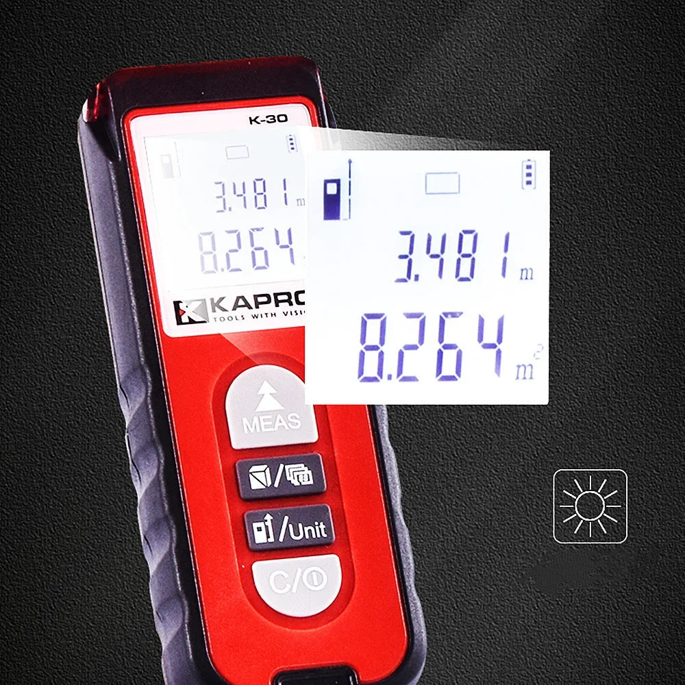 Kapro Laser Measure Distance Meter 30M Portable Digital Roulette  Backlight Range Finder Electronic Trena Laser Tape Rangefinder