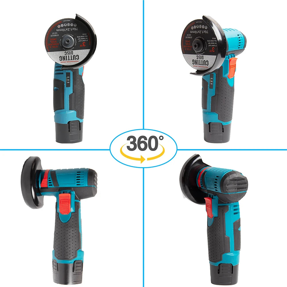 Cordless Electric Grinder 19500rpm Handheld Polishing Grinding Machine Diamond Cutting Power Tool 12V Battery Rechargeable