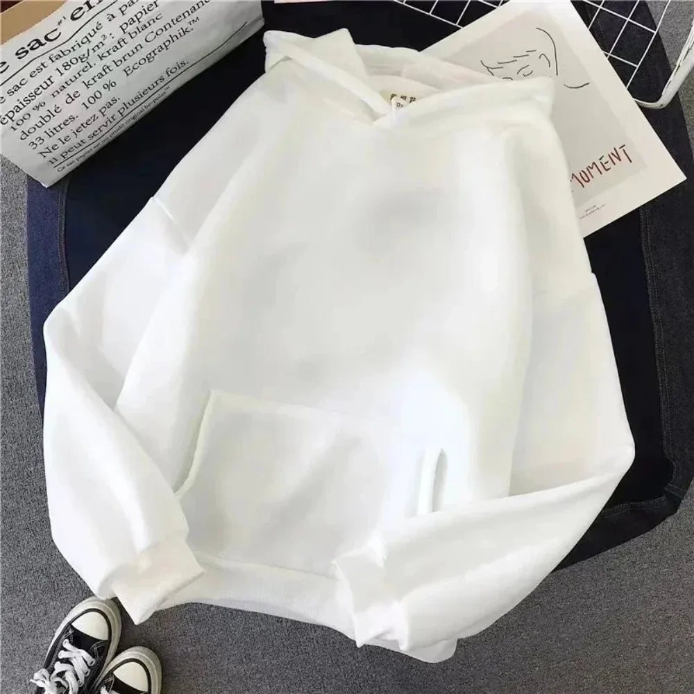 Hirsionsan Simplic Heart Print Women Sweatshirt Soft Casual Loose Vintage Female Hoodies 2025 Winter Warm Fleece Student Tops