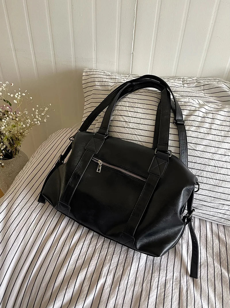 Fashion Tote Bag Leather Women Bag Simplicity Handbag Solid Vintage Shoulder Messenger Bag for Ladies
