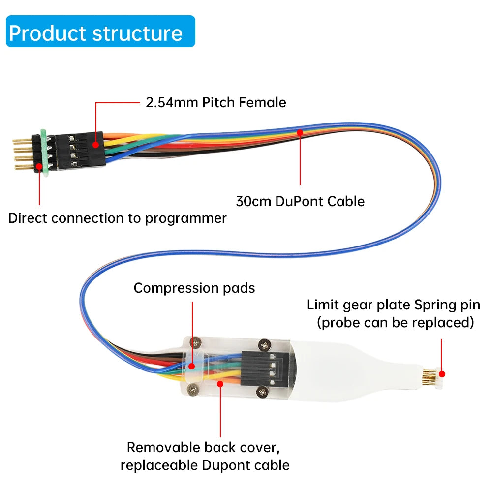 1Pcs SOP8/WSON8/QDFN8 Chip Download Burn Read Write Probe Spring Needle Flash Chip Burner With Cable Spacing 4.4/5.8/6.5/8.5