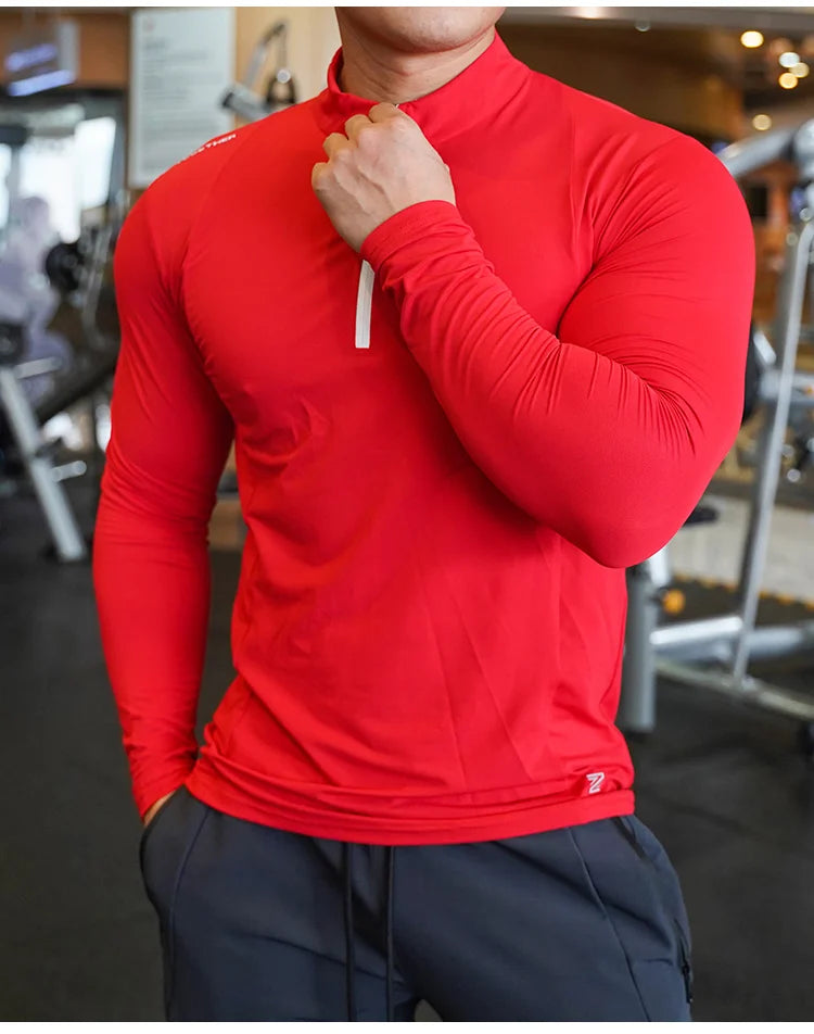 Autumn winter Compression Long Sleeve Men Running Fitness T shirt elastic Quick Dry comfort Sports Bodybuilding Training Shirts
