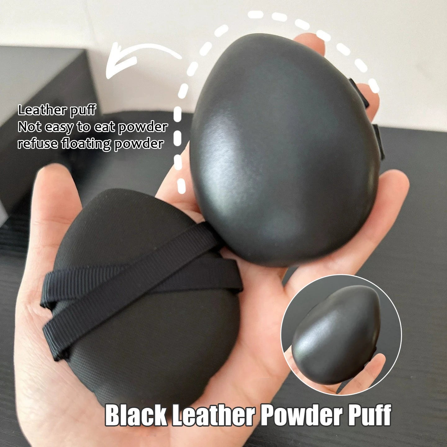 1/2PCS Black Leather Air Cushion Sponge Powder Puff Dry Wet Dual-use Beauty Cosmetic Foundation Powder Puff Makeup Sponge Tools