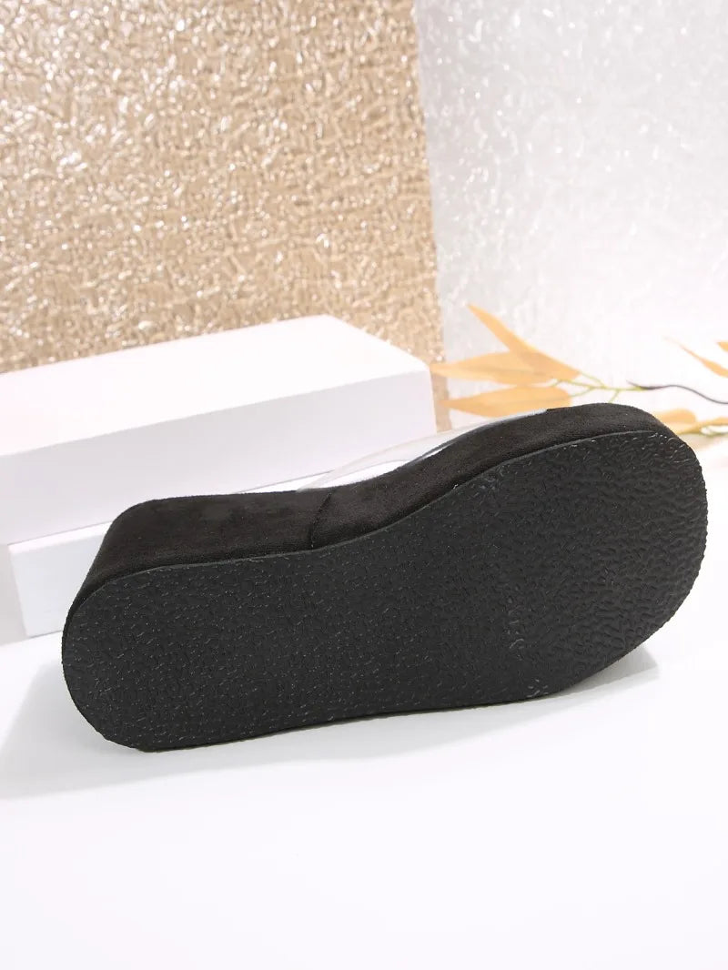 2025 Fashion Elegant Heels Casual Slippers for Women New Summer Comfortable Round Toe Thick Sole Banquet High Heels for Women