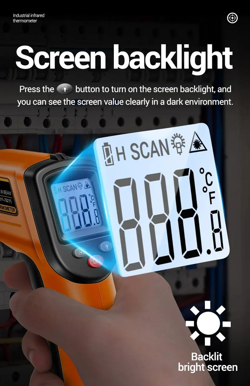 TH201 Digital Thermometer Handheld Non-Contact Laser Temperature Meter Gun Temperature Tester Instruments Pyrometer 2025