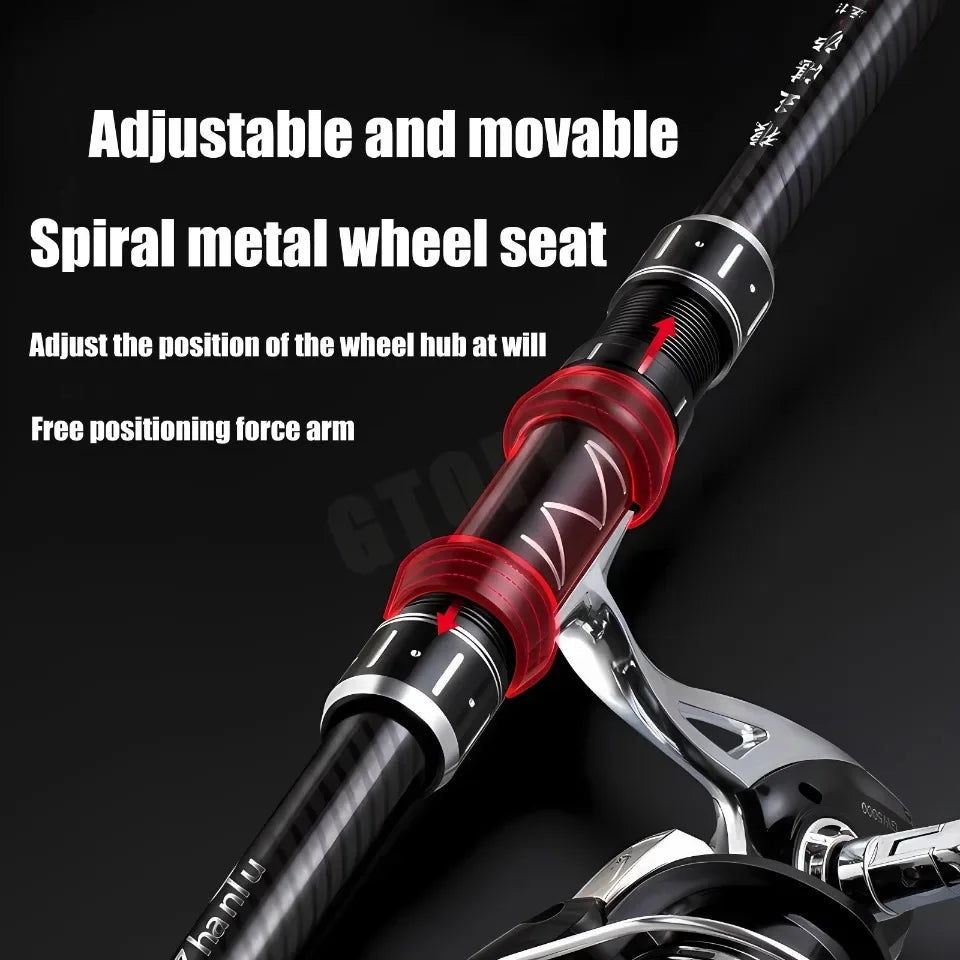 2.1-4.5M Telescopic Fishing Rod Carbon Spinning Fishing Pole Boat Saltwater Freshwater Beach Rock Surfcasting Baitcasting Rod