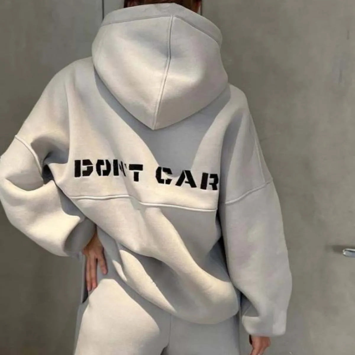Two Piece Drawstring Set Long Sleeved Letter Print Hoodies Loose Sweatshirt Jogging Pants Outfits Autumn Women Sports Hooded