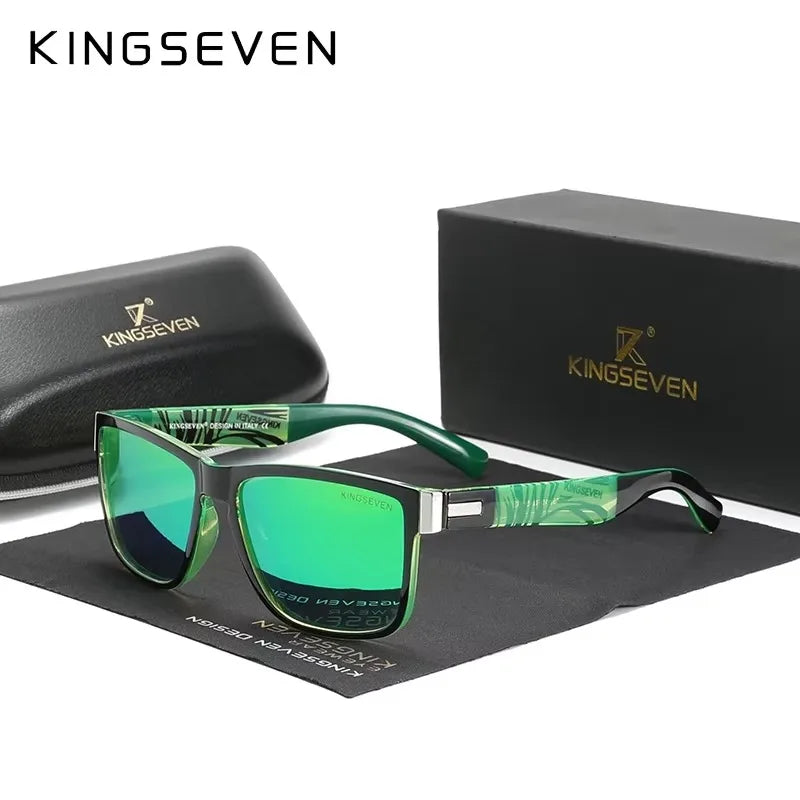 KINGSEVEN Polarized Lens Sun Glasses Women High Quality Retro Men Square Full Frame Decorative Glasses UV400 Goggles Eyewear