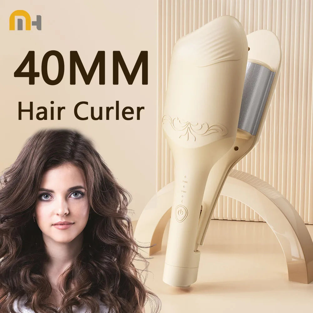 Curling Iron Temperature Adjustable Beach Waves Curling-Wand Hair Crimper Waver, Ionic Deep Waver Hair Curler Tool with Ceramic