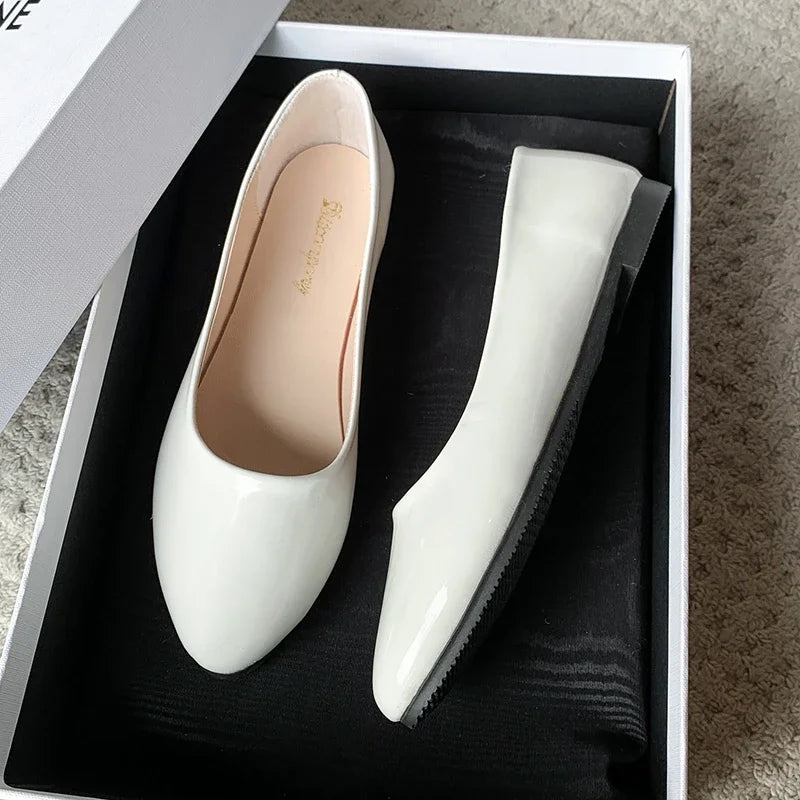 Ladies Formal Flat Shoes Spring Autumn Non-slip Women Black Causal Loafers Uniform Shoes Versatile Women's Ballet Leather Shoes