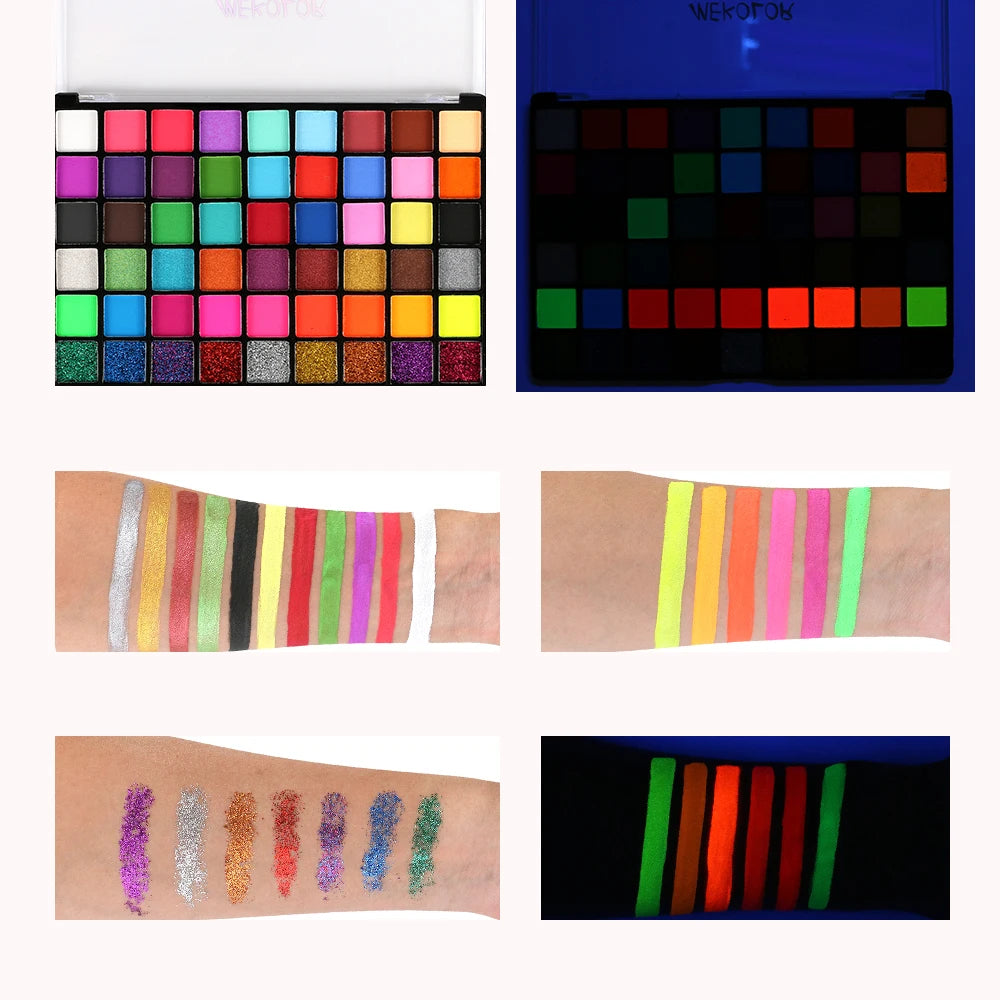 54 Colors Professional Body Face Paint kit For Party ﻿Face Paint Kit Water Based Non Toxic Face Paint Palette Water Soluble High
