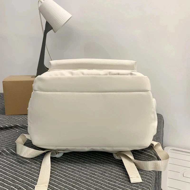 College Style Canvas School Bags For Girls Solid Junior High School Student Schoolbag Korean Version Laptop Backpack Women Boys