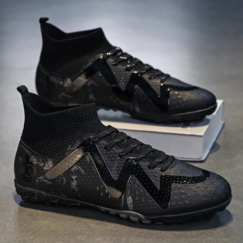 Adult Professional FG/TF Soccer Shoes Non-Slip Long Spike Football Boots Young Kids High Ankle Cleats Grass Soccer Sneakers ﻿