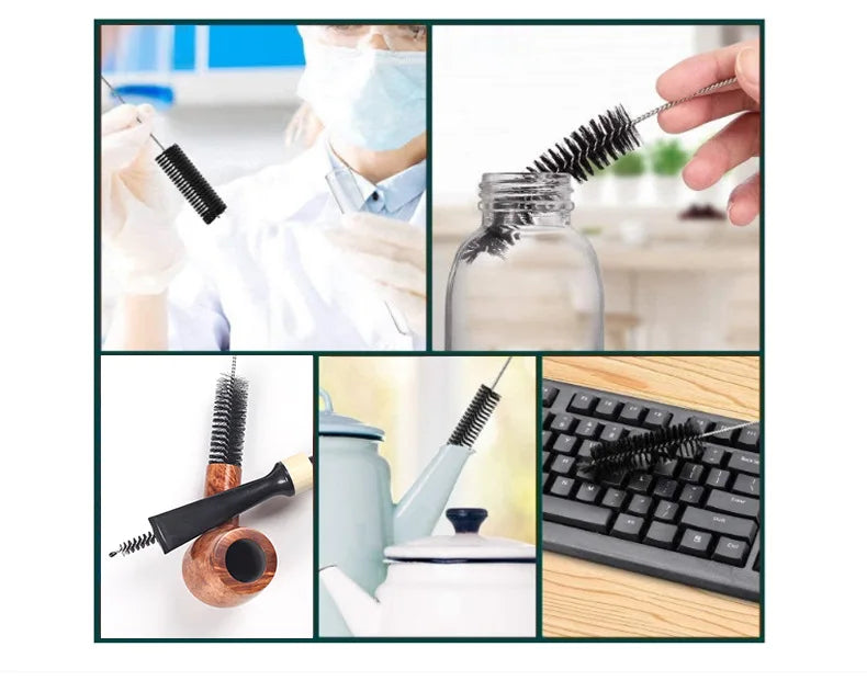 3/4/5/6/7mm lot 110mm muti-function hard hair smoking pipe brush pounchers clearing tool accessories for twisty pipe