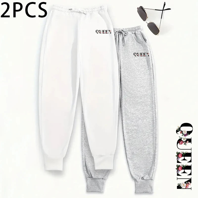 Womens Jogging Pants 2 Piece Set High Waist Sweatpants Fall Winter Lounge Wear Comfort Fit Yoga Casual Trousers 2packs Bottoms
