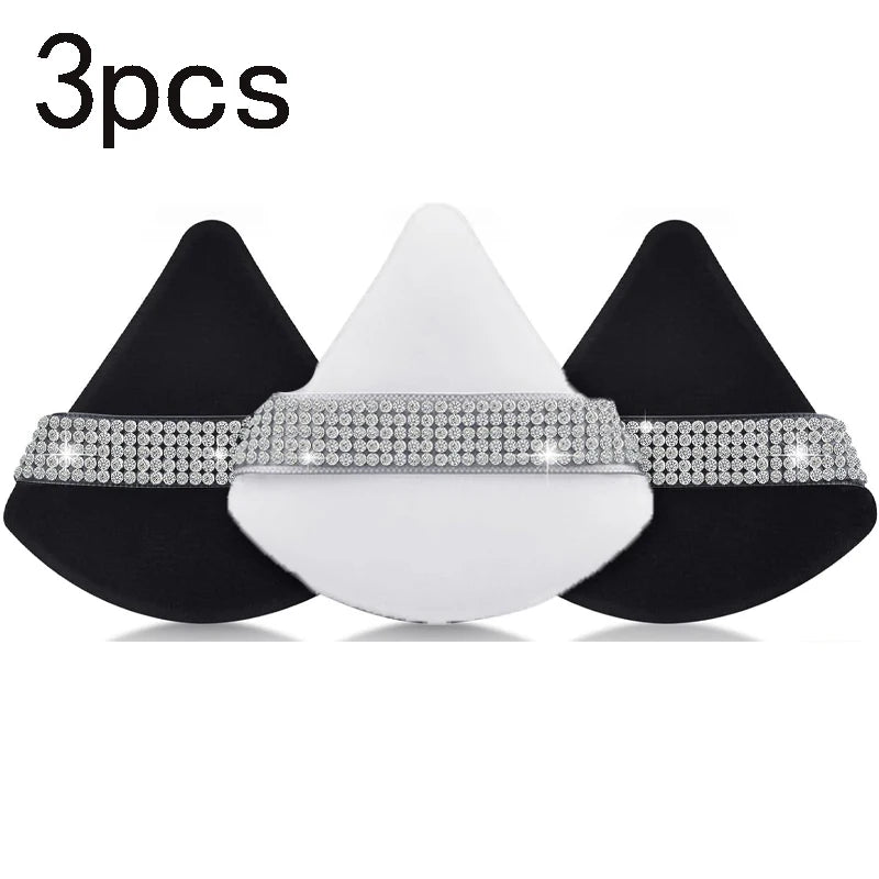 Diamond Triangle Velvet Setting Puff Ribbon Detail Powder Sponge Smooth Finishing Soft Puff for Loose Pressed Powder Application