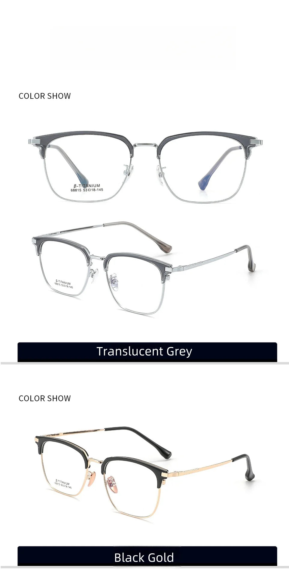 Metal Glasses Frames Business Retro Square Men's Frames Ultra-light And Versatile Optical Prescription Frames For Men 68815L