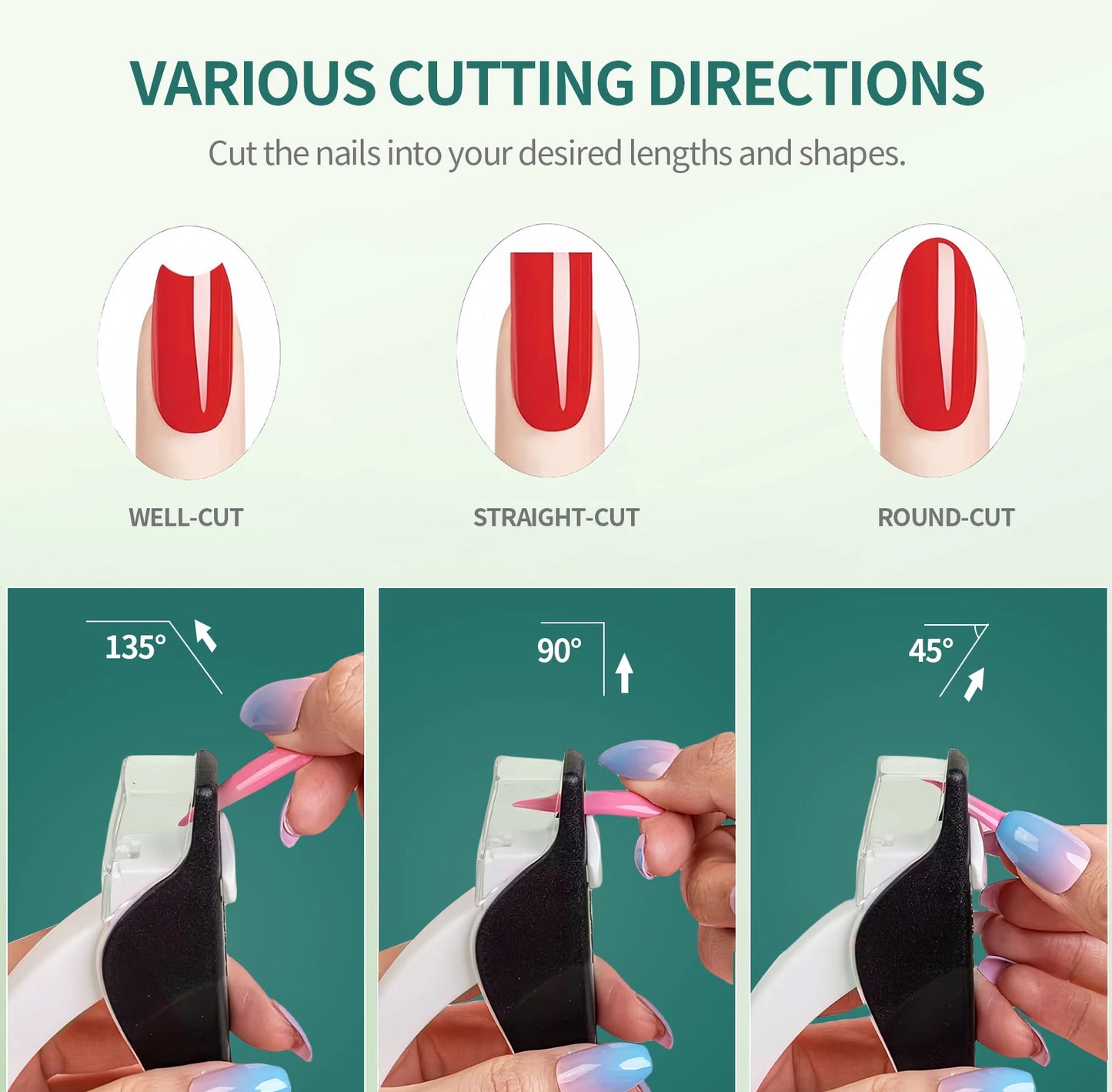 Nailpop Nail Clippers for Acrylic Nails Cutter False Nail Tips Clipper Stainless Steel Blade Manicure for Salon Home Nail Art