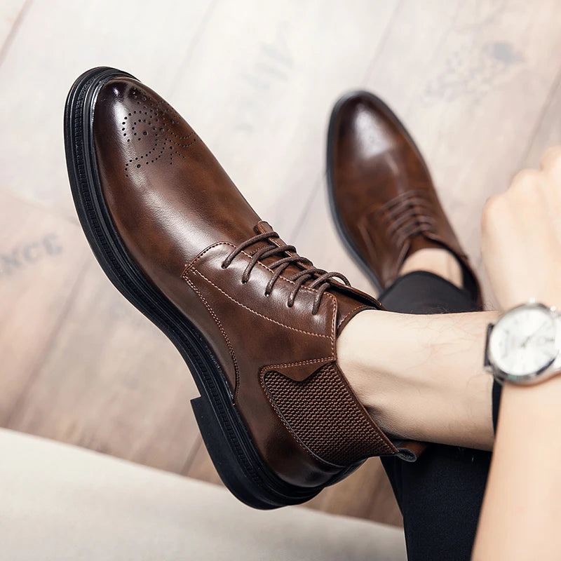 2026 Men High-top Shoes Formal Casual Wedding Party Big Size Leather Footwear For Male