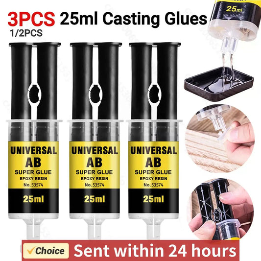 3/2/1PCS 25ML Epoxy Resin AB Glue Plastic Wood Strong Quick-drying Adhesive Glue Waterproof Home Strong Repair Glue Super Liquid