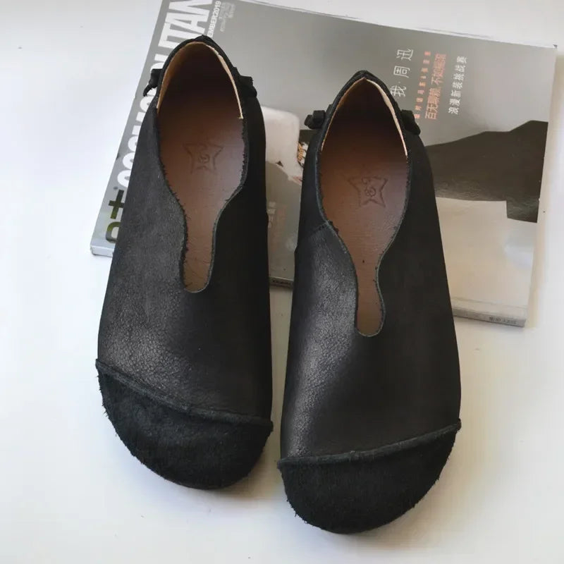 Men's Leather Loafers Shoes Wide Toe  Retro Soft-soled  Flat Summer Drivening Shoes Women 43 44 Shoes