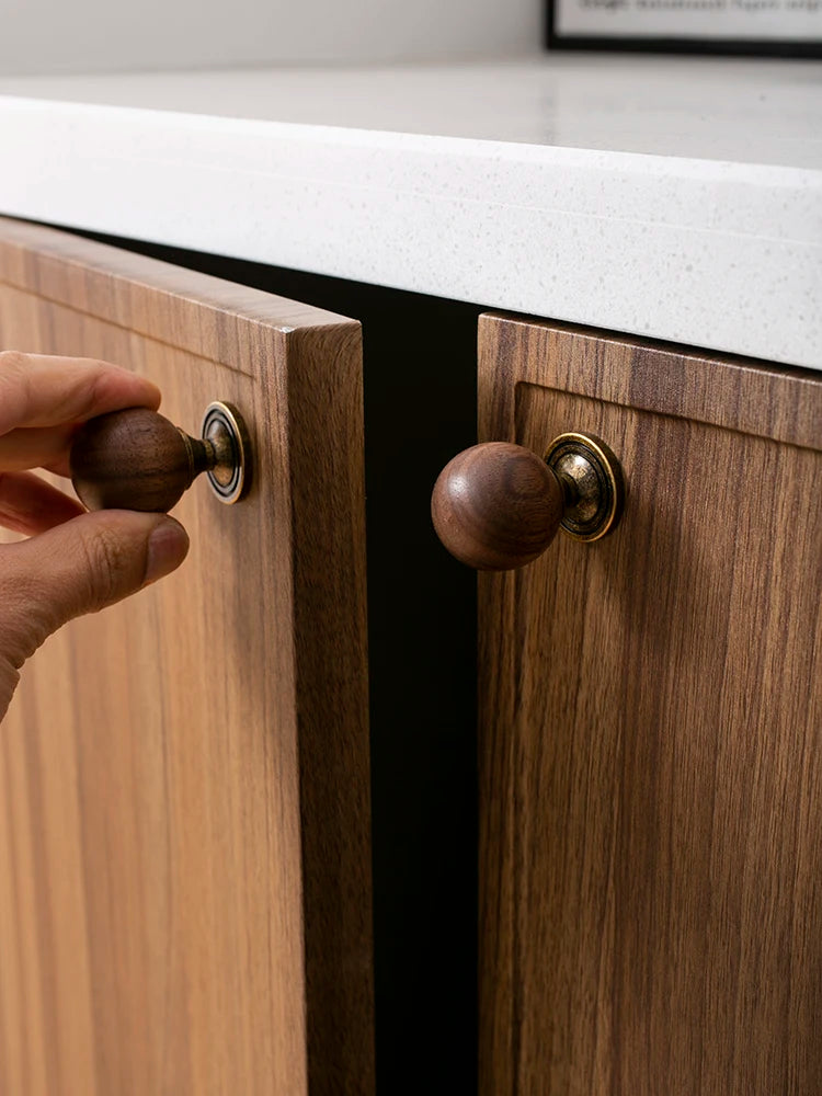 The Furniture Is Made Of Antique Walnut Wood With Solid Brass Small Handles Wardrobe Handles Kitchen Drawers Single-Hole Knobs