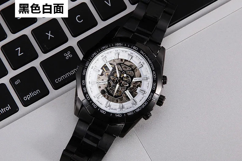 Automatic mechanical watch, fashionable hollow gold automatic mechanical watch, hot-selling business skull watch