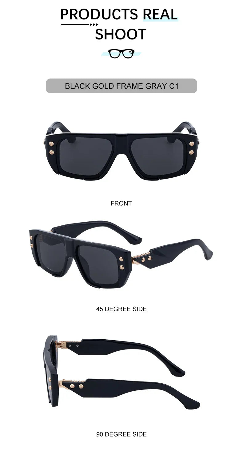 Polarized Oversized Square Sunglasses Men 2025 Luxury Brand Retro Steampunk Outdoor Sun Glasses Trendy Shield Shades UV400