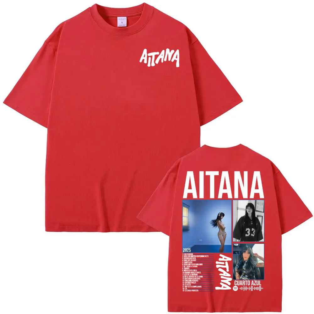 Singer Aitana Cuarto Azul Tour Graphic T Shirts Men Women Fashion Aesthetic Short Sleeve T-shirt Cotton Casual Oversized T Shirt