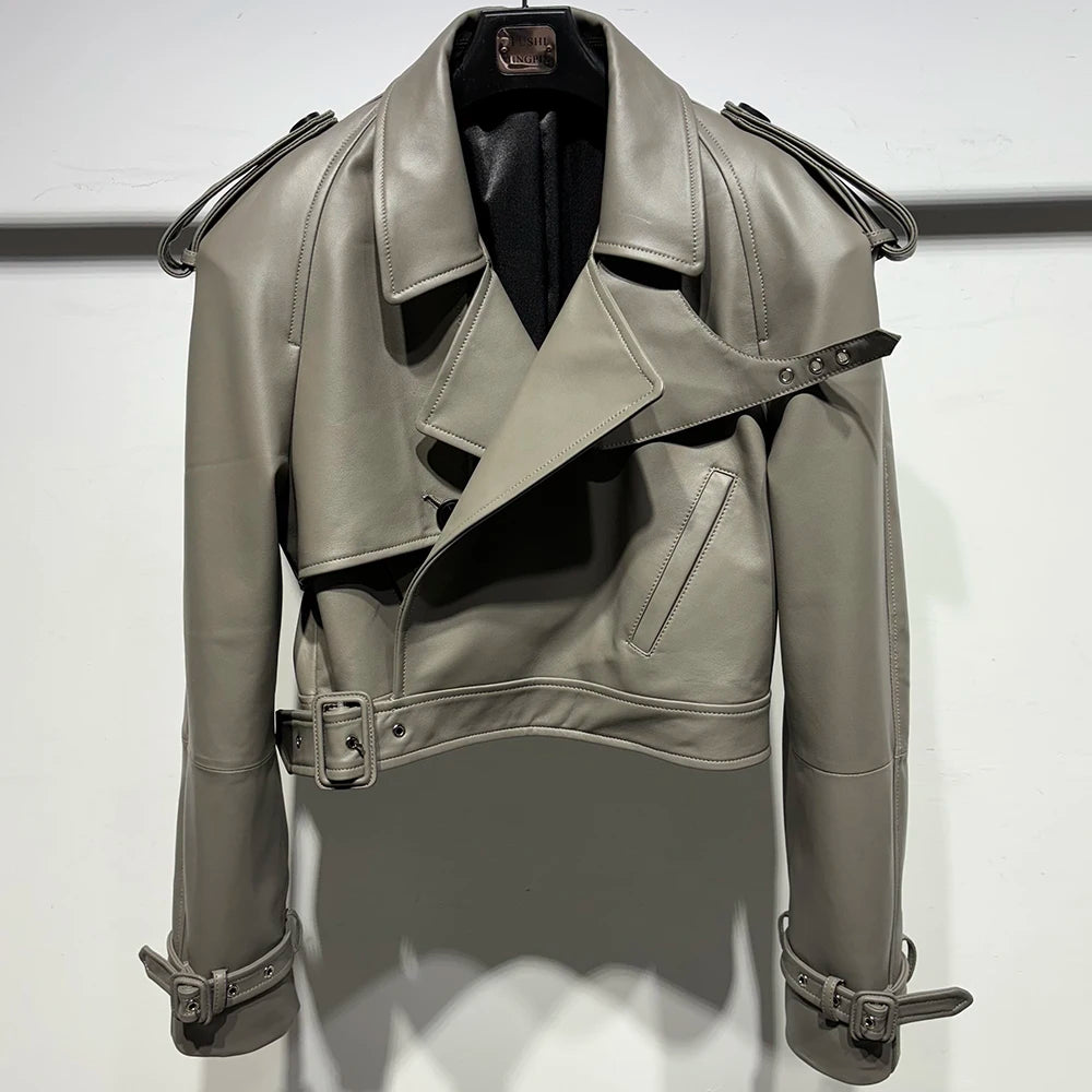 YOLOAgain Burgundy Suede Jacket Women Genuine Sheepskin Leather Jacket Coat