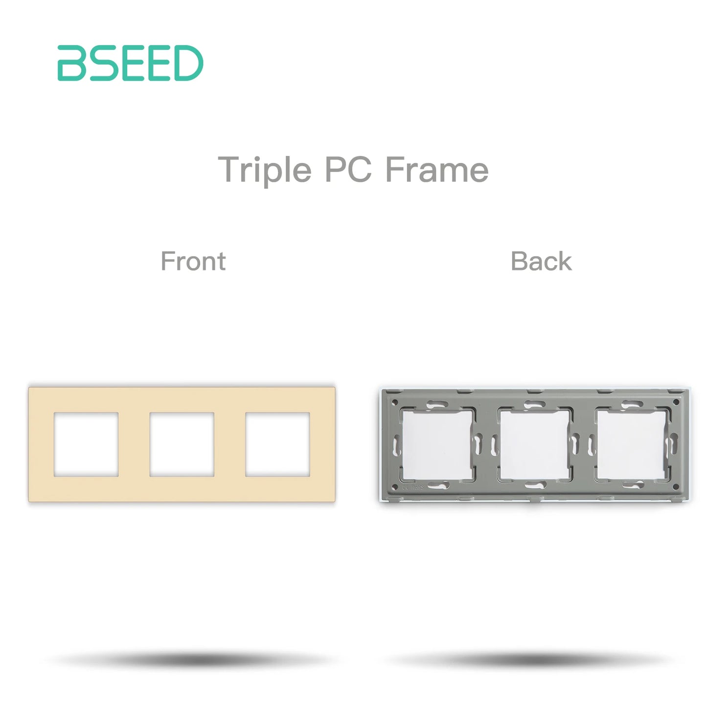 BSEED Only Plastic Frame Panel Single Double Frames Wall Socket Triple Four Frames DIY Part with Metal Frames White Black Golden