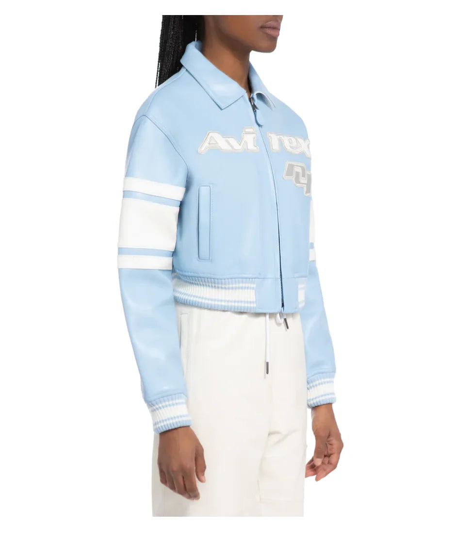 Avirex Spring 2024 New Listing Bomber Flight Suit Jacket 100% European Antique Sheepskin Classic Women's Pink Leather coat tops