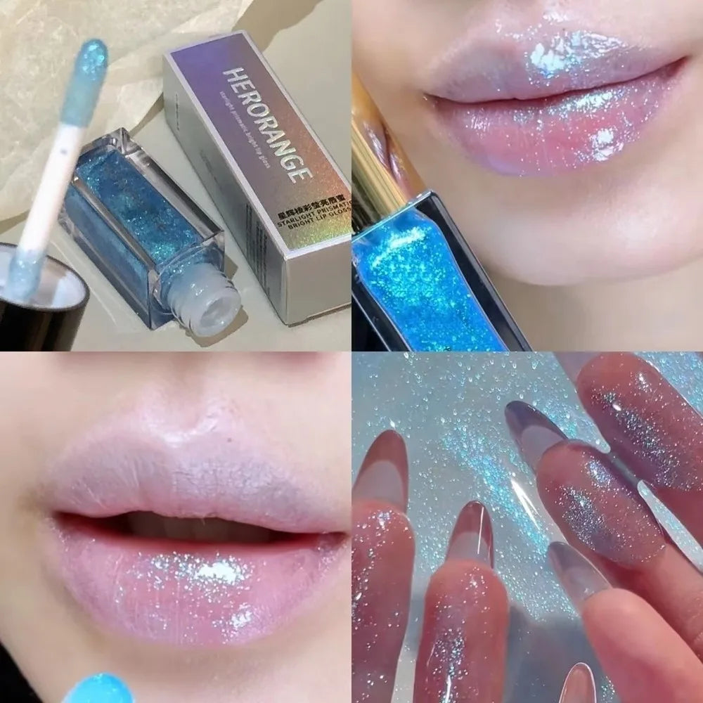 Sparkle Long-Lasting Lip Gloss Non-Fading Moisturizing Liquid Lipstick Non-Sticky Clear Lip Glaze for Women