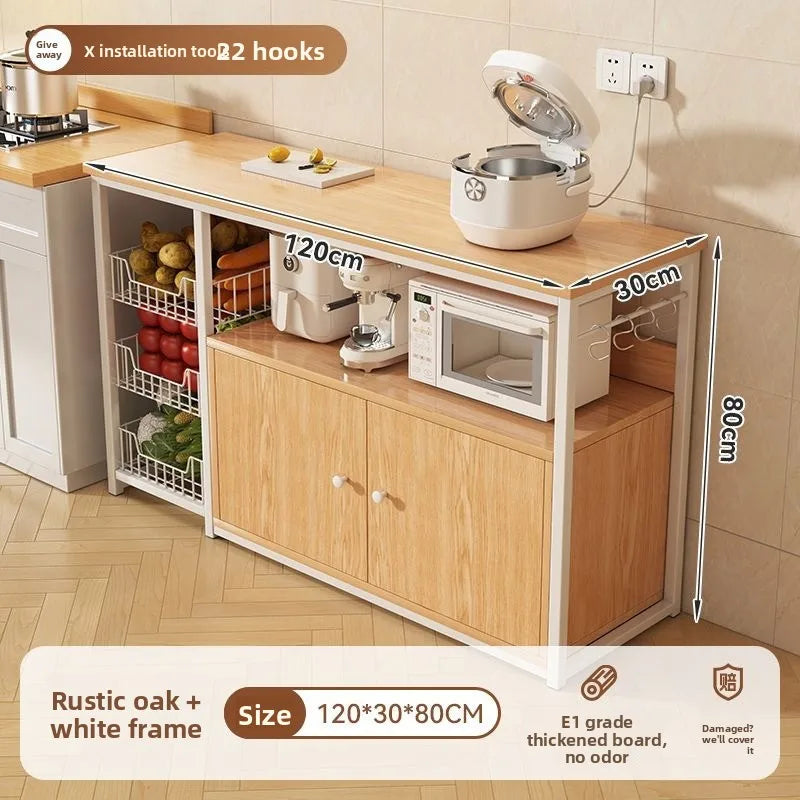 Heavy Duty Large Capacity Storage FurniturePantry Cabinet with Adjustable Shelves & Mesh Baskets Microwave Dishes