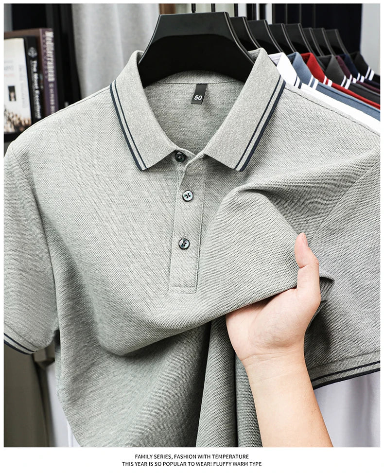 100% pure cotton men's polo shirt summer fashion casual short sleeved comfortable luxury new simple solid color lapel T-shirt