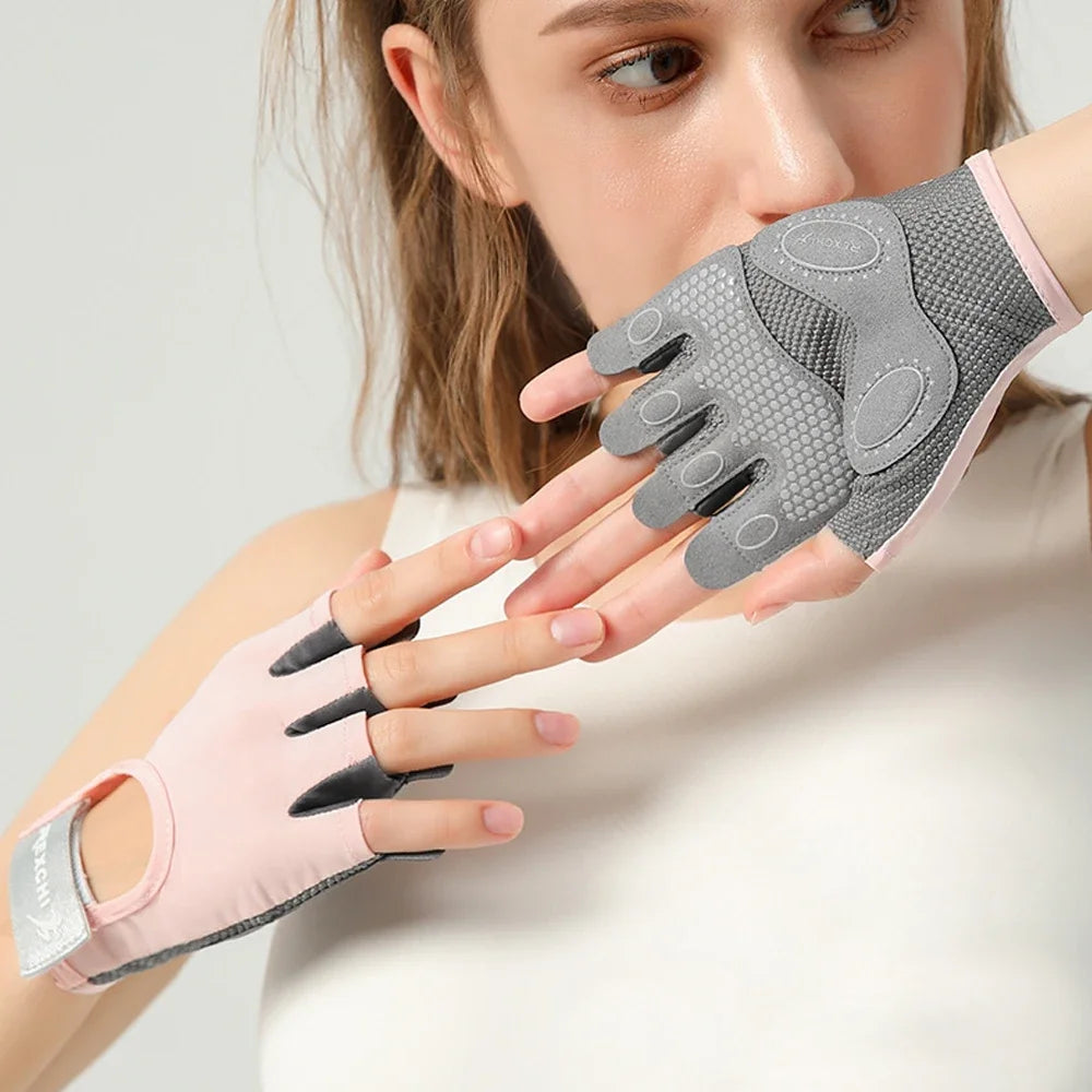 1 Pair Gym Body Building Training Fitness Gloves Sports Weight Lifting Exercise Slip-Resistant Gloves for Women Men Yoga Gloves